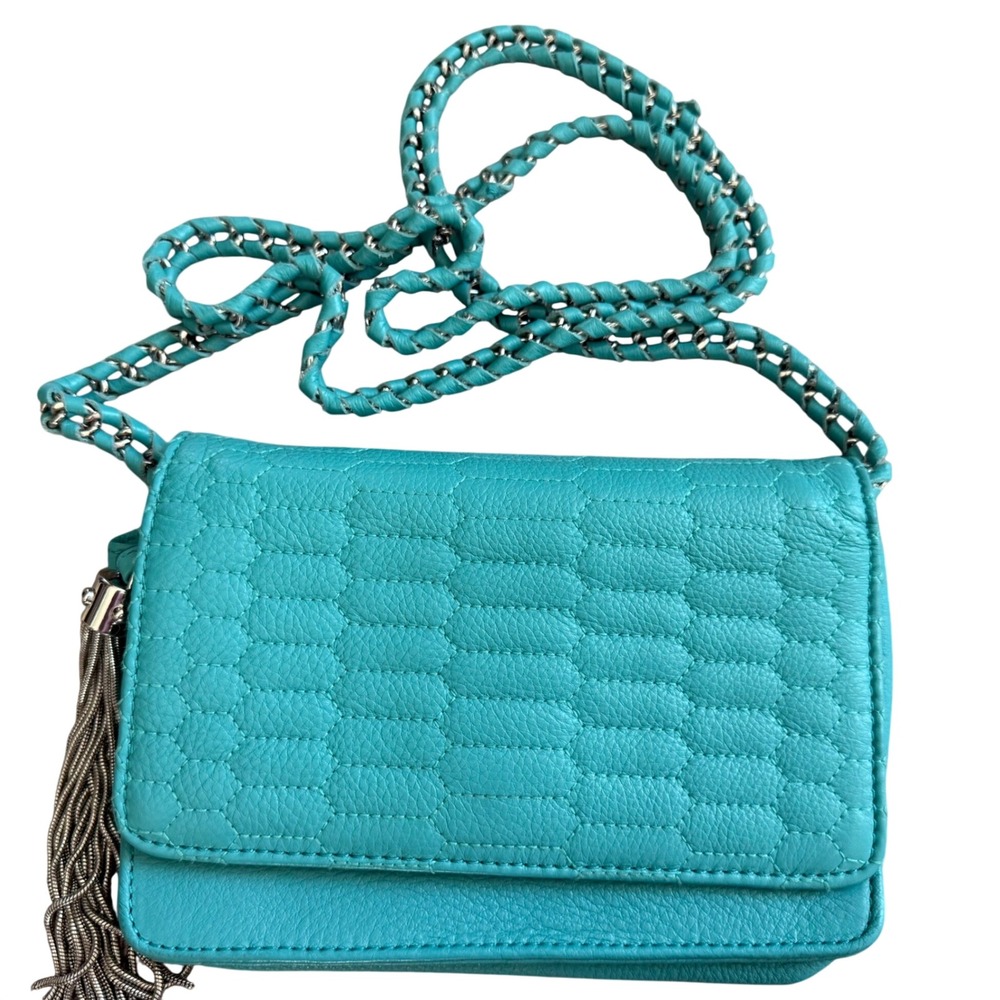 Aimee Kestenberg Alexis Chain Crossbody Bag Turquoise Leather